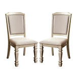 ZUN Set of 2 Padded Fabric Dining Chairs in Antique White and Ivory B016P156592