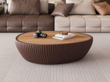 Coffee Color Sintered stone Top goose eggs Shape Leather Coffee modern Sofa Table for Living Room W3081P315306