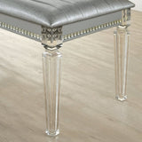Antique Classic Silver 1pc Bench Only Contemporary Solid wood Acrylic Legs Crystal And Mirror Accent B011P165670