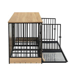 ZUN Dog Crate Furniture with Two Combined Room, XL Double Dog Cage Furniture with Tray for Medium W420P207590