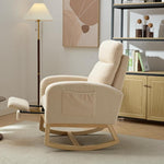 ZUN Modern Accent Rocking Chair Rocking Chair with Solid Wood Legs, Upholstered Nursery Glider Rocker, W2725P254694