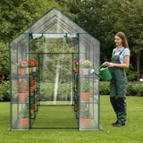 Mini Walk-in Greenhouse with PVC Cover, 8-Shelf Indoor Outdoor Planting Green House for 38528035