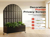 Arched Decorative Privacy Screen with Planter Box, 70.87" Tall Metal Freestanding Fence Planter, 08959365