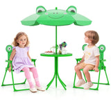 4 Pieces Folding Kids Table and Chair Set with Height Adjustable Sun Umbrella 51184271