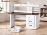 Home Office Computer Writing Desk with 3 Drawers and Storage Shelves T3971P612020