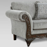 ZUN Hernen Carved Wood Frame Gray Sofa and Loveseat Set T2574P195802