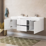 60" Floating Bathroom Vanity with Double Undermount Sink Wall Mounted Bathroom Storage Vanity T3210P278297