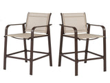 2pcs Wrought Iron Brown Frame Beige Cloth Surface Garden Bar Chair 90913545
