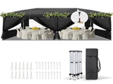10'x20' Instant Pop Up Canopy Tent Black, 6 Panels 2 Doors 4 Mesh Windows, 28/22mm Powder Coated 43899525
