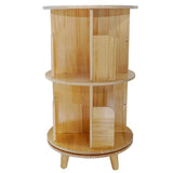 2-Layer Rotating Bookcase 360 Rotating Display Rack Pine Wood Rotating Bookshelf 56430812