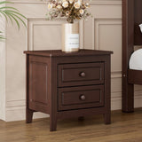 ZUN 2-Drawer Nightstand for Bedroom, Mid Century Retro Bedside Table with Classic Design,Dark Walnut WF308187AAD