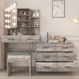 ZUN Large Makeup Vanity with Lights, Vanity Table with Charging Station, Vanity Desk with Mirror and 10 58924769