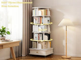 6 Tier Rotating Bookshelf, 360&deg Display Round Spinning Bookshelf with Wheels and Drawer, 85969050