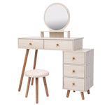 ZUN CRAZY ELF Makeup Vanity Table with Cushioned Stool, Large Capacity Storage Cabinet, 5 Drawers, Large W93642092