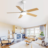 ZUN Energy Saving 42 Inch Ceiling Fan 5 Blades Noiseless Reversible Dc Motor Remote Control With Led W934P200086