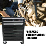 7 DRAWERS MULTIFUNCTIONAL TOOL CART WITH WHEELS-BLACK 39193638
