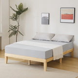 Basic bed frame, painted surface, pine wood, original wood color, Queen 202*151*30.5cm wooden bed, 72550881