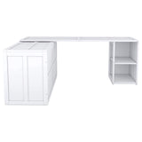 ZUN Queen Size Murphy Bed with Rotable Desk, White 11589562