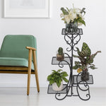 ZUN 4 Potted Square Flower Metal Shelves Plant Pot Stand Decoration for Indoor Outdoor Garden Black 34517195