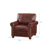 Living Room Sofa Single Seat Chair with Wood Leg Burgundy Faux Leather W1097125452