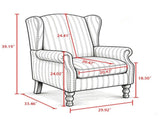 Modern Accent with Retro Wood Legs, Comfy Upholstered Armchair, Floral Design Single Sofa 97269504