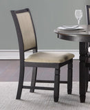 Beautiful Black Finish Wooden Side 2pcs Set Beige Color Textured Fabric Upholstered Dining B01155795