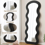 Flannel Full Length Wave Floor Mirror with Stand for Bedroom living room Hanging or Against The Wall W347P318393