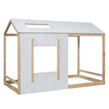Twin Size House Platform with Roof and Window , WhiteNatural WF312208AAN
