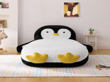 Twin Size Fluffy Faux Fur Penguin Shaped Bed Lounger Chair with 100% Sponge Filling for Kids Bedroom W1413P384968