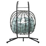 2 Persons Egg Chair with Stand Indoor Outdoor Swing Chair Patio Wicker Hanging Egg Chair Hanging W1703P163953