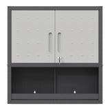 ZUN Metal Wall-Mounted Tool Storage Cabinet with Locking Door and 1 Shelf 1 Opened Drawer for Garage 61339189