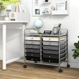 12-Drawer Rolling Storage Cart - 2-Row 10-Storey, Multicolor Drawers, 4 Wheels , -Gray 77795797