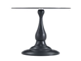 Small metal side table, vintage matte black round side table with a glass top measuring W1151P447641