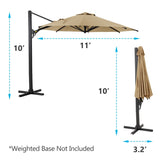 10 FT Cantilever Patio Umbrella 360&deg Rotation & Tilt Adjustment, Square Outdoor Offset Umbrella B082P195468
