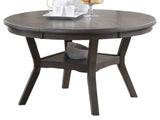 Dining Room Furniture Gray Oak Rubber wood MDF Round Table 1pc Table w Shelve B01156000