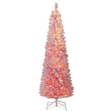 6ft Pink Pencil Christmas Tree, 392 Snow-Flocked Tips, 140 Warm White LEDs w/ 14081971