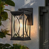 1-pack Black Outdoor Wall Lantern with Crackled Glass, Weather-Resistant Exterior Light Fixture for W1340P239410