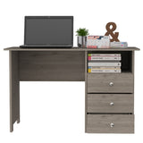 ZUN Edgewater 3-Drawer Writing Desk with Open Compartment Light Gray B062111632