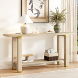 U_Style 62.9" Modern Minimalist Console Table, Solid Wood Entryway Sofa Table with Metal Accents, N711P289140O