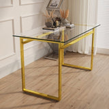 51" Modern Minimalist Rectangular Glass Dining Table for 4-6 with 0.31" Tempered Glass Tabletop and 31160130