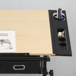 ZUN adjustable drawing drafting table desk with 2 drawers for home office and school with stool W347P151532