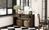 TREXM 55" Console Table, Rustic Wooden Entryway Table with Storage Drawers and Open Shelf, Elegant N715P235096D
