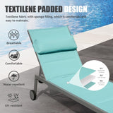 ZUN Outdoor Patio Chaise Lounge Set of 3, Aluminum Pool Lounge Chairs with and Wheels, Textilene Padded W1859P172280