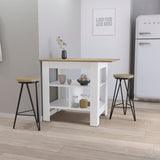 Lisbon Kitchen Island, 3-Tier Shelf and Large Workstation B128P148733