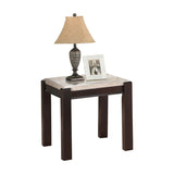 Genuine Marble Top End Table Dark Cherry Finish Wood Frame Contemporary Living Room Furniture 1pc B011P175757