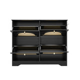 Mid-Century Narrow Design Tipping Bucket Shoe Cabinet with 4 Flip Drawers, Elegant Entryway Shoe N721P288701B