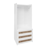 Wardrobe with 3 Drawers High Wardrobe Armoire With Rattan For Living Room, Bedroom Organizer W688P266052