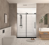 Frameless shower door 56-60 "W x 76" H, 1/4 " Clear Tempered Glass, Explosion Proof Film, W1675P306962