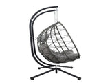 2 Persons Egg Chair with Stand Indoor Outdoor Swing Chair Patio Wicker Hanging Egg Chair Hanging 25521963