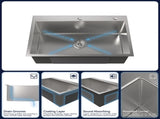 Stainless Steel Kitchen Sink, 30x19 Single Bowl, Overmount Handmade Sink in Brushed Nickel, with 59818375